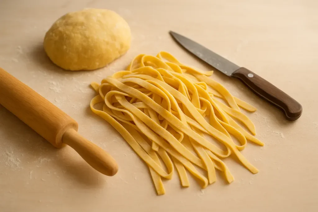 Proceso de hacer pasta casera