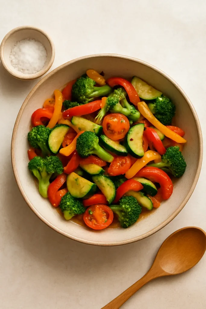 bol de verduras cocinadas sin aceite
