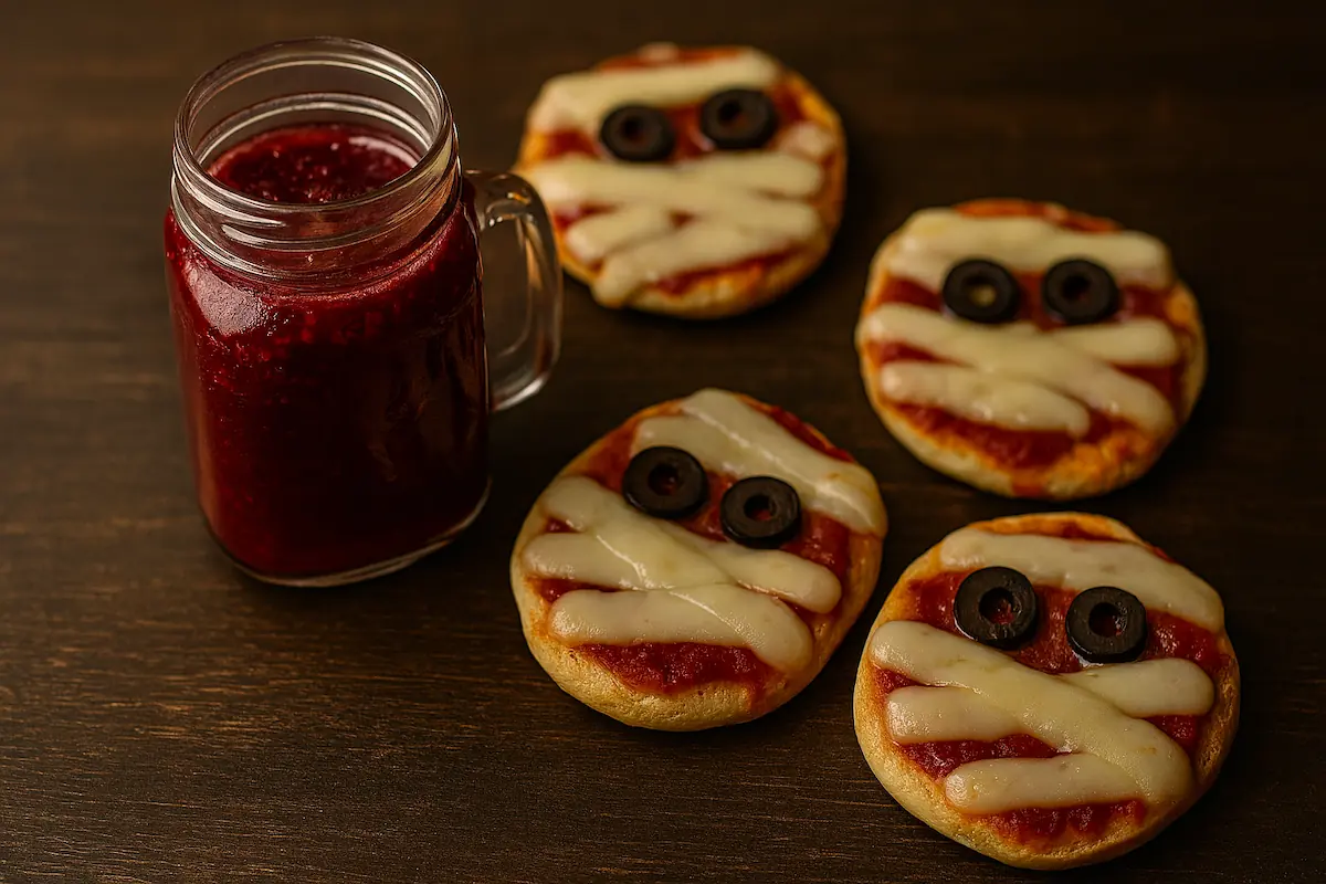 Recetas halloween: mini pizzas de momia y ponche de vampiro